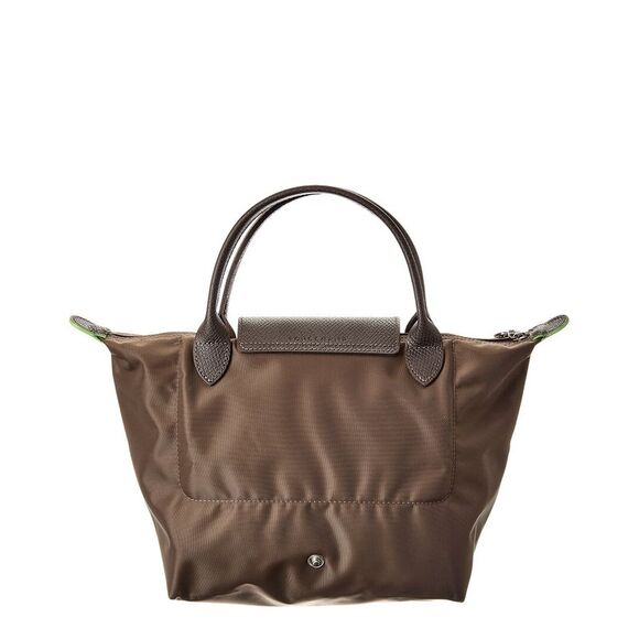 Longchamp Le Pliage Green Small Canvas Short Handle Handbag, Brown - Picture 2 of 4